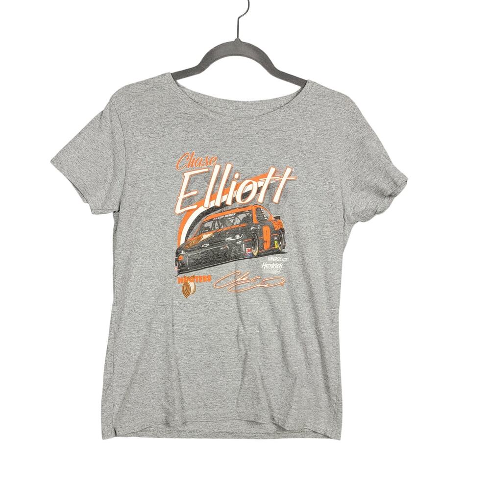 Hendrick Motorsports Chase Elliott 9 Hooters NASCAR Shirt Medium M Gray Women